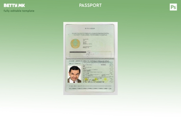 Шаблон за пасош на Казахстан ( ) во модерен стил